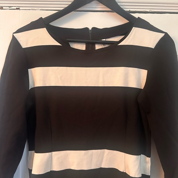 Part Two Striped Bodycon Pencil Dress – Black & White, Size Medium - Picture 3 of 4
